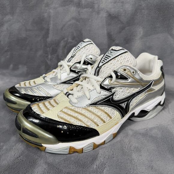 Mizuno Wave Lightning 6 Volleyball Shoes White Silver Black Women's 9.5 Athletic